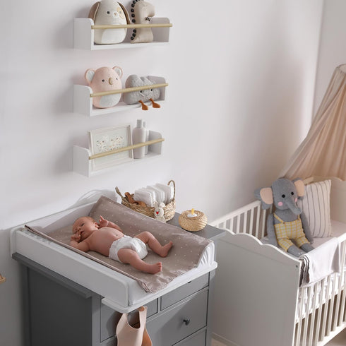 Set 3 Decorative Nursery Bookshelves for Kids - of Easy to Install Floating Shelves for Wall Mount - Beautiful Hanging