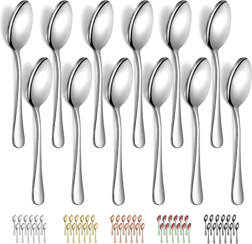 Dinner Spoons 12 Pieces, Stainless Steel 7.28inch Spoons, Easy to Clean, Dishwasher Safe