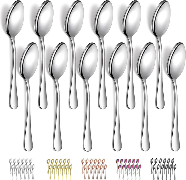 Dinner Spoons 12 Pieces, Stainless Steel 7.28inch Spoons, Easy to Clean, Dishwasher Safe