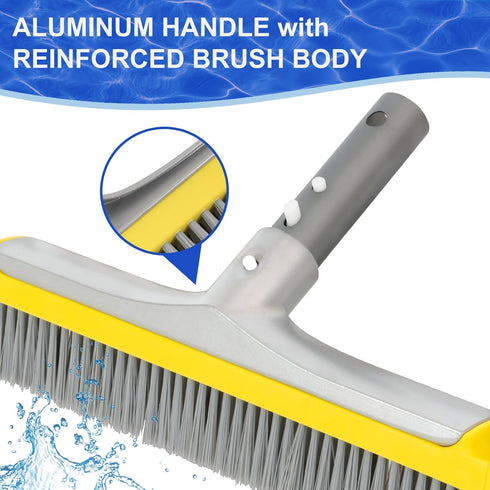 20'' POOLAZA Pool Brush, Heavy Duty Pool Brushes for Cleaning Pool Walls & Floors, Premium Pool Brush Head for Inground