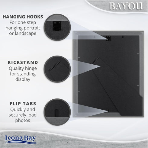 Icona Bay 8x10 Picture Frames, Cloudy White, 3 Pack, Cape Cod Style for Table Top or Wall