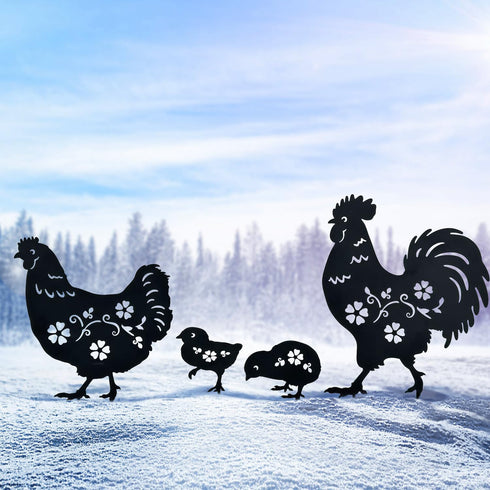 TIGGSY Chicken Metal Decorative Garden Stakes Chicken Gifts for Women/Men Chicken Lovers Gifts Silhouette Statues