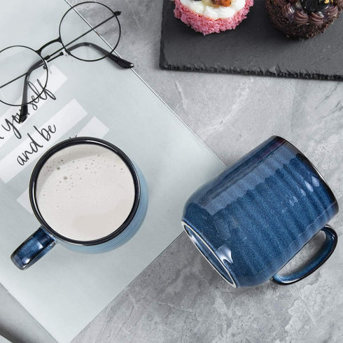 Set 4, 15 Set HASENSE Coffee Mugs of Ounce Porcelain Mug with Handle for Morning Coffee Tea and Cocoa, Ceramic Coffee