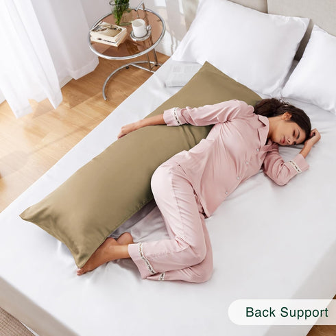 Love's Cabin Satin Body Pillow Pillowcase, 20x54 inches, Taupe, Similar to Silk with Envelope Closure for Hair and Skin