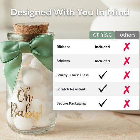 24 Pack Ethisa Vintage Oh Baby Woodland Milk Glass Bottles with Ribbons and Stickers - Classy Baby Shower Favors