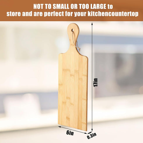 12 Packs Set Bread(Bamboo,17 6 Inch) Patelai Wooden Cutting Board with Handles Large Kitchen Serving Plain Chopping