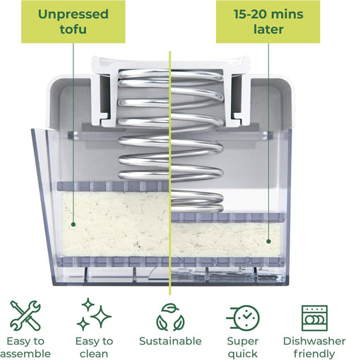 TofuBud Tofu Press - Presser for Firm or Extra Firm Tofu - Dishwasher Safe with Water Drainer - Made from Durable