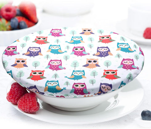 Patelai 10 Pieces Reusable Bowl Covers, 5 Size Stretch Cloth Fabric, Elastic Food Storage Covers for Leftovers