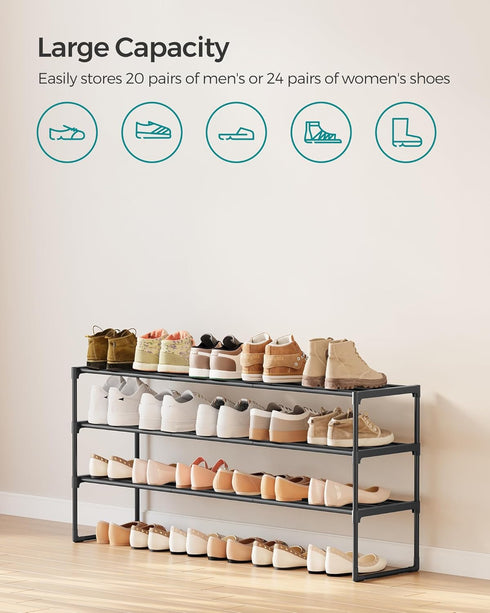 3-Tier 20-24 11.8 46.1 21.7 Inches, ULSA033B01 SONGMICS Shoe Rack, Shoe Organizer, Metal Storage Shelf, Upright