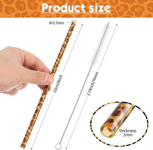 Leopard Straws Bulk, Reusable Plastic Cheetah Animal Straws with Cleaning Brush for Women Tumblers, 27 Pieces