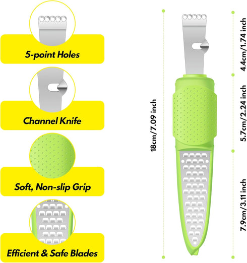 Rainspire 2-in-1 Lemon Zester Tool with Channel Knife, Stainless Steel Citrus Zester Tool, Lemon Peeler, Zesters