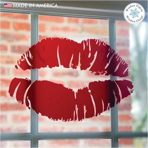 Valentine's Day Decorations - Home Decor Lipstick Lips Kiss Window Sticker, Reusable Double Sided Cling Decal