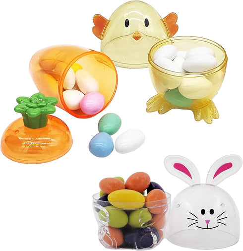 6-Pack The Dreidel Company Fillable Easter Carrots, Bunny, and Chick Containers, Perfect Characters for Easter Egg