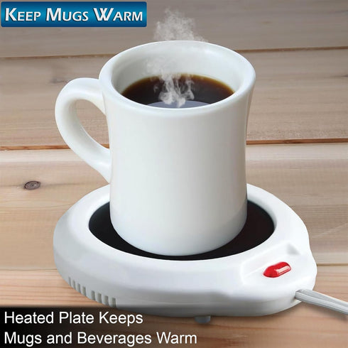 Home-X Mug Warmer, Desktop Heated Coffee & Tea - White Candle & Wax Warmer
