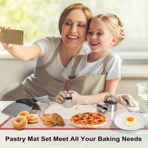 Baking Tools and Accessories Kit - Biscuit Cutter, Pastry Cutter, Bench Scraper, Silicone Baking Mat Set