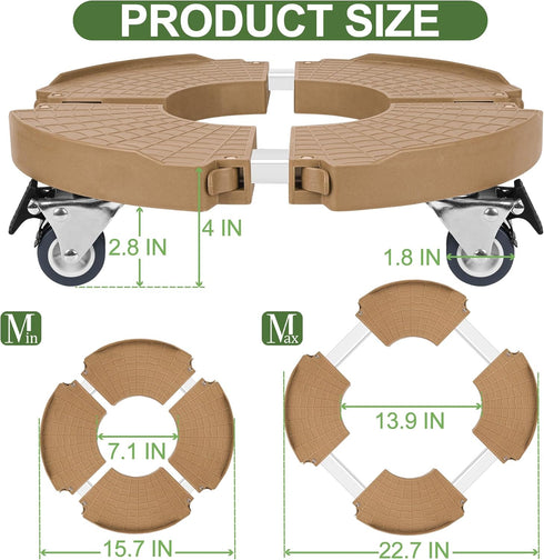 360 15-22 Inch 440lbs 1 Pack ToLanbbt Plant Caddy Stand with Wheels Adjustable Rolling Stand Heavy Duty Large Plant