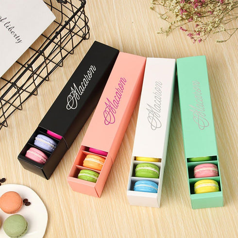 Macaron Box, Chocolate Container for 6 Macarons, 10 Packs Gift Boxes without Macaron (Black)