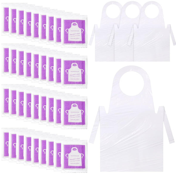 Tarpop 200 Pack Plastic Disposable Aprons, 44 x 30 Inch Large Clear Aprons for Cooking, Painting, DIY Crafts