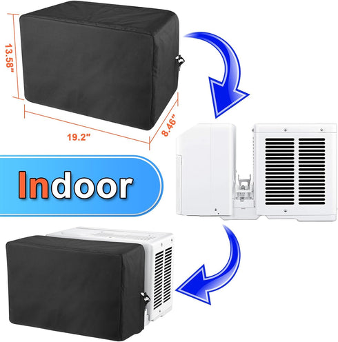 600D Outdoor Air Conditioner Covers and Indoor Air Conditioner Cover for U-Shaped Window Air Conditioner Unit, with Adjustable Hook and Loop Straps, Full Coverage and Dust-Proof Waterproof, Washable
