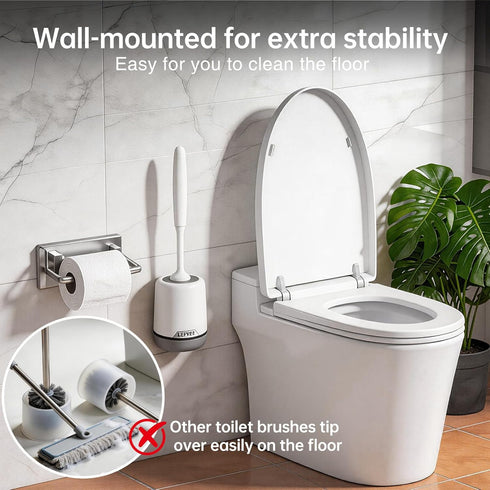 3 Pack Set Lefree Silicone Toilet Brush,Rubber Toilet Bowl Brush and Holder with Ventilated Holder, Toilet Cleaner