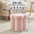 12" Inch Ornavo Home Pink Boucle Storage Ottoman Cube Flower-Shaped Footstool with Hidden Storage, Faux Teddy Fur Foot