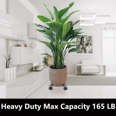 Homeyi 13 Inches Plant Caddy with Wheels Heavy Duty Metal Iron Large Potted Plant Stand Holder Move Around Indoor