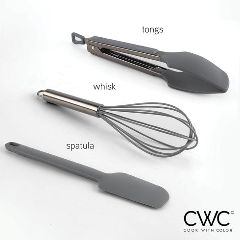 COOK WITH COLOR Silicone Cooking Utensils - 3 Pc Kitchen Utensil Set for Nonstick Cookware, Easy to Clean
