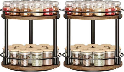 Set 2 2-Tier Countertop, SR22L2BR YATINEY Spice Rack, of Lazy Susan Organizer, Turntable Organizer, Rotating Spice Rack