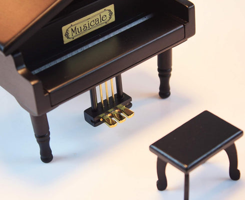 ANGEL MELODY Wooden Grand Piano Music Box Mechanism with Bench and Metal Pedal, Ring Storage Box Wind up You are My