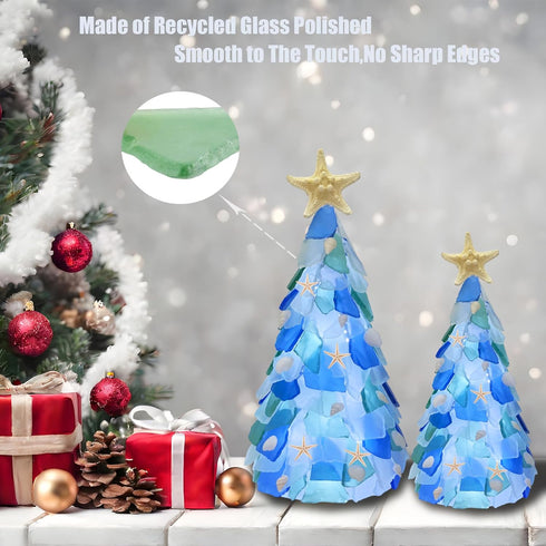 WECKLOM Christmas Tree DIY Kit Sea Glass Pieces for DIY Crafts Christmas Craft DIY Christmas Tree Lights Lamp Christmas
