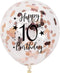 Rose Gold 10th Birthday Party Confetti Latex Balloons, 12in, 16 Pack, Girls Happy 10 Years Decoration