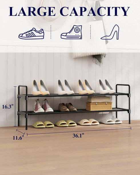 Closet, Closet 36.1" 2 Kitsure Shoe Rack for Shoe Organizer for Front Door Entrance, Stackable Shoe Shelf, Detachable