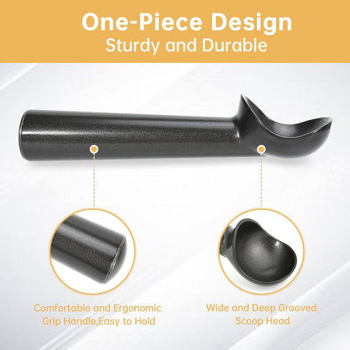 Scoop,7 inches Ice Cream Nonstick Anti-Freeze One Piece Aluminum Scooper Spoon, Heavy Duty Durable Design, Easy Clean