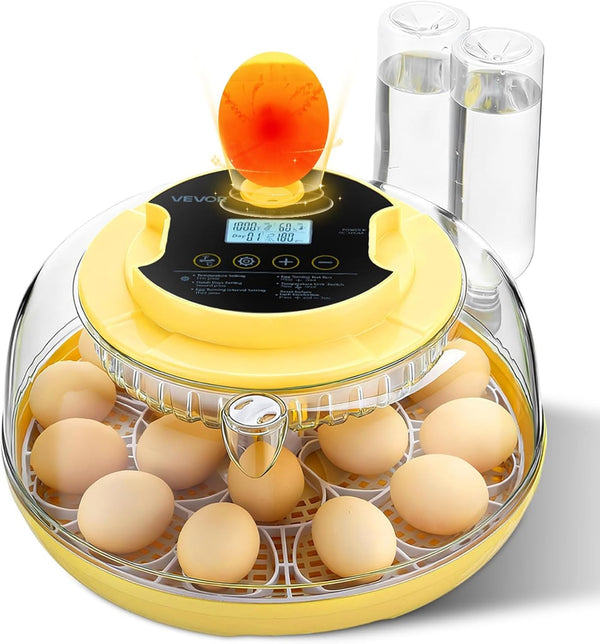 VEVOR 18 Egg Incubator, Automatic Egg Turner with LED Candler, Temperature &
