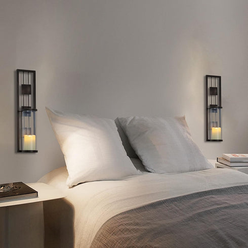 Set of 2 Wall Sconce Candle Holder Metal Wall Decorations for Living Room, Bathroom, Dining Room