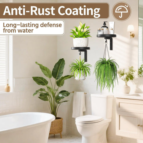 2Pcs 2 LASZOLA Plant Hangers Shelves Wall Mounted Indoor, Metal Window Plant Holders, Modern Floating Flower Display