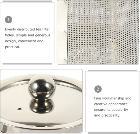 Hemoton Tea Strainer Insert with Lids, Stainless Steel Tea Infuser, Metal Teapot Replacement Mesh Strainer Accessories