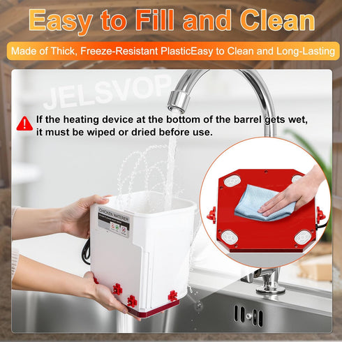 7L 4 Summer Heated Chicken Waterer, Chicken Water Heater Bucket for Winter with Nipple Drinkers, Anti-Freezing, Winter