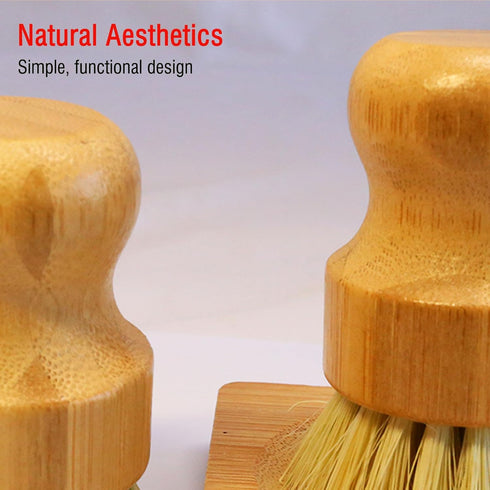 JouiiSiYa Set, Bamboo Vegetable Brush Natural Bristle Dish Brush with Holder, Eco Friendly Soft Dish Scrubber Kitchen
