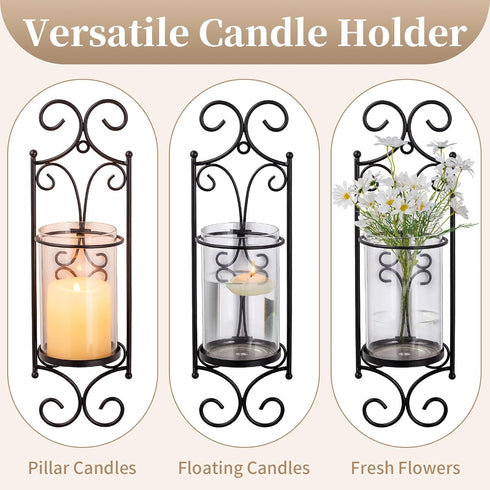 Set 2 Sziqiqi Candle Sconces - of Black Candle Holders for Pillar Contemporary Wall Decorations Sconce Decorative Metal