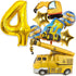 Teslite Construction Balloons 4th Birthday, 9Pcs 40 Inch Gold Number 4 Balloons with