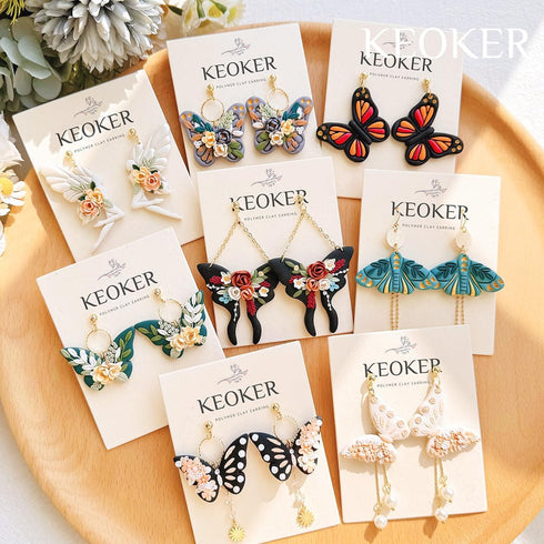 KEOKER Polymer Clay Cutters Butterfly - Luna Moth Polymer Clay Cutters, 6 Shapes Embossed Butterfly Clay Cutters for Polymer Clay Jewelry Making, Spring Clay Cutters (2) by Keoker