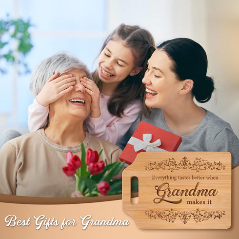 Engraved Bamboo Cutting Board for Grandma, 12.3"L x 8.7"W x 0.4"Th, Birthday Gifts from Grandkids