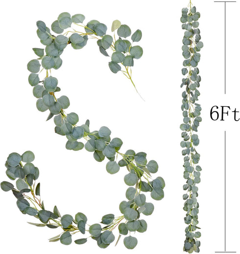 DearHouse Artificial Eucalyptus Garland Faux Silk Leaves Vines Handmade for Wedding Backdrop Arch Wall Decor