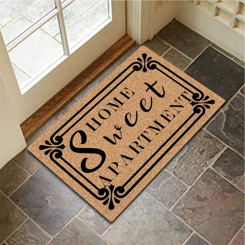 Welcome Mat Home Sweet Apartment Doormat, Anti-Slip Rubber Back, Novelty Gift Mats for Indoor Outdoor