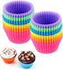 Reusable Silicone Cupcake Baking Cups, 24 Pack, 2.75 inch Non-stick Muffin Liners, 6 Rainbow Colors