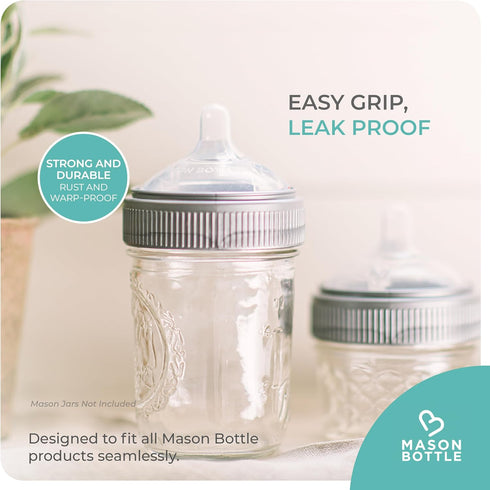 Mason Bottle Plastic Jar Rings | 3-Pack for Regular-Mouth Mason Jars | Reusable, BPA-Free, Made in USA
