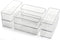 Hudgan 8 Pack Clear Plastic Drawer Organizers Set, Stackable Deep Organizer for Makeup Vanity and Desk, 2 Sizes