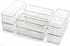 Hudgan 8 Pack Clear Plastic Drawer Organizers Set, Stackable Deep Organizer for Makeup Vanity and Desk, 2 Sizes