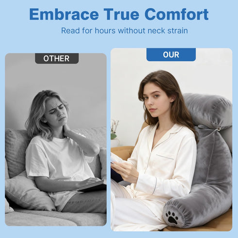 PZT Reading Pillow Plus, Crystal Velvet Back Pillow Bed Sitting Up for Adult & Children, Back Rest Pillow Support